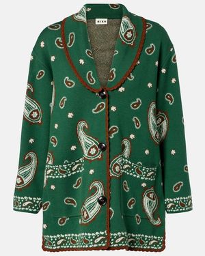 RIXO London Morla Paisley Wool And Cotton Cardigan - Green