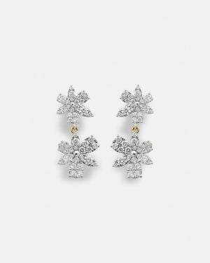 STONE AND STRAND Grand Magnolia 14Kt Drop Earrings With Diamonds - White