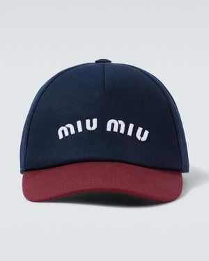Miu Miu Logo Cotton Drill Baseball Cap - Blue