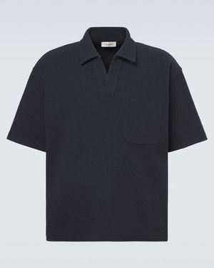 FRAME Textured Cotton-Blend Polo Shirt - Black