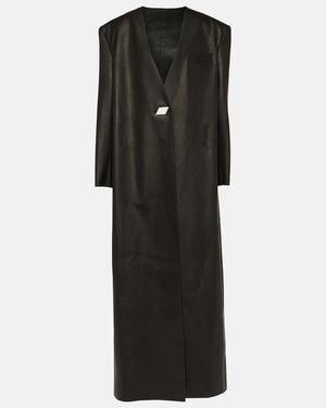 The Attico Leather Maxi Coat - Black