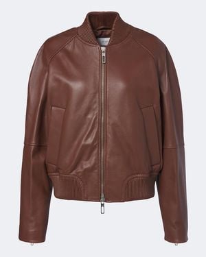 Sportmax Leather Bomber Jacket - Brown