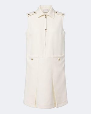 Moncler Virgin Wool Gabardine Minidress - Natural