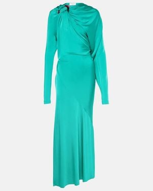 Victoria Beckham Draped Asymmetric Satin Midi Dress - Blue