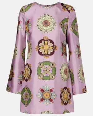 La DoubleJ Minikleid Supremes Swing Aus Seiden-Twill - Pink