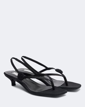 TOTEME Floral-Applique Suede Slingback Sandals - Black