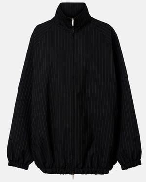 Frankie Shop Baxter Oversized Pinstripe Blouson Jacket - Black