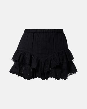 Isabel Marant Shorts Jocadia De Algodon Con Bordado Ingles - Negro
