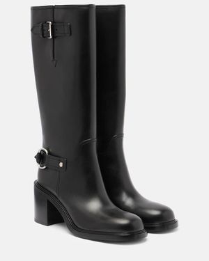 Gucci Horsebit Leather Knee-High Boots - Black