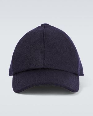 The Row Caspian Cashmere Baseball Cap - Blue