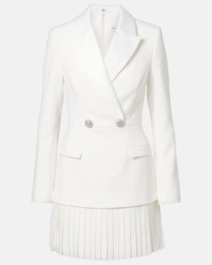 Rebecca Vallance Bridal Atlas Pleated Blazer Dress - White
