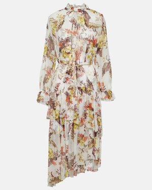 Zimmermann Matchmaker Floral Tiered Midi Dress - White
