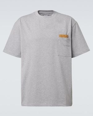 Bottega Veneta Intrecciato Cotton-Blend Jersey T-Shirt - Grey