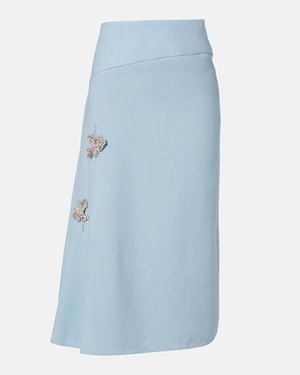 Erdem Virgin Wool Midi Skirt - Blue