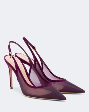 Gianvito Rossi Suede-Trimmed Organza Slingback Court Shoes - Purple