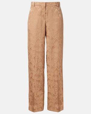 Stella McCartney Silk-Blend Wide-Leg Trousers - Natural