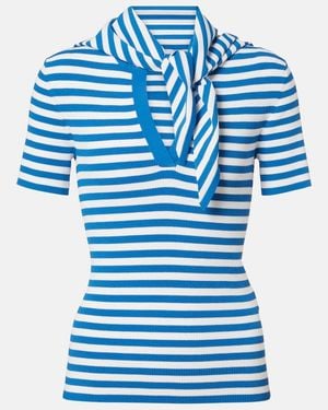 Max Mara Top De Punto A Rayas Con Panuelo - Azul
