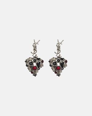 Saint Laurent Pendientes Cassandre Adornados - Blanco