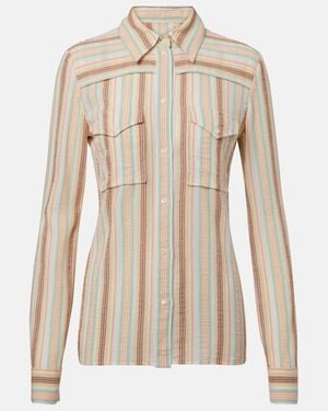Chloé Striped Cotton Crepon Shirt - Natural