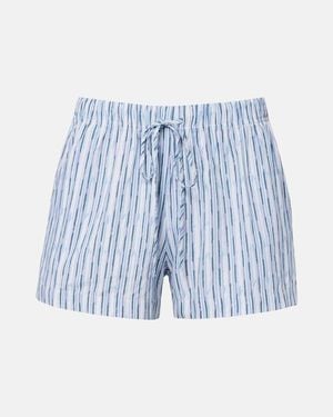 Velvet Ebba Striped Cotton-Blend Shorts - Blue
