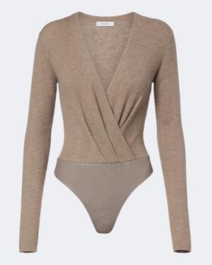 Max Mara Draped Cashmere Bodysuit - Natural