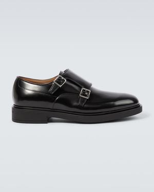 Gianvito Rossi Scott Leather Monk Strap Shoes - Black