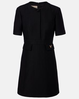 Valentino Crepe Couture Vgold Minidress - Black