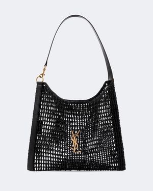 Saint Laurent Cassandre Raffia Shoulder Bag - Black