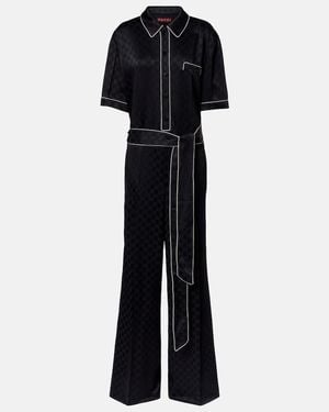 Gucci Hammered Gg Satin Jumpsuit - Black