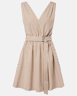 Brunello Cucinelli Striped Cotton-Blend Minidress - Natural