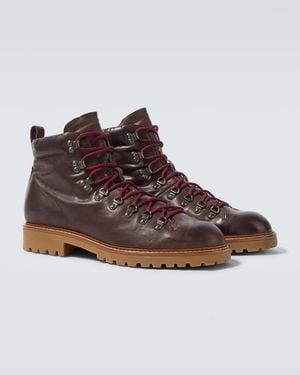 Eleventy Leather Lace-Up Boots - Brown