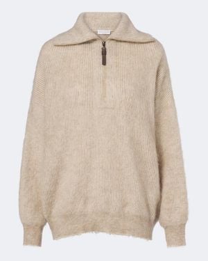 Brunello Cucinelli Jersey En Mezcla De Mohair Y Lana - Neutro