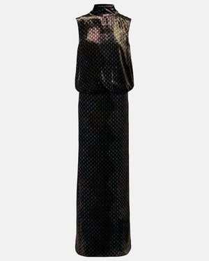 Dries Van Noten Printed Satin Maxi Dress - Black