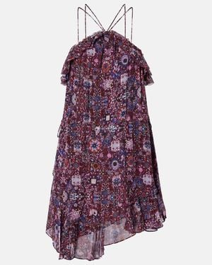 Isabel Marant Betty Floral Halterneck Minidress - Purple