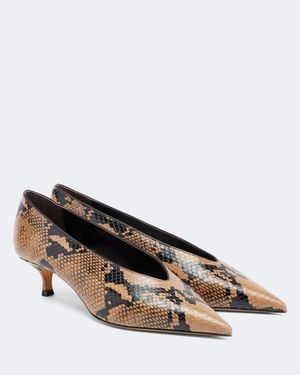 Le Monde Beryl Babouche Snake-Effect Leather Court Shoes - Brown