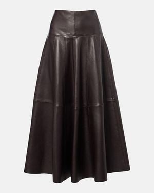 Nour Hammour Daria Leather Midi Skirt - Black