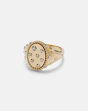 Yvonne Léon Ring Plumetis Aus 9Kt Gelbgold (375/1000) Mit Diamanten - Weiß