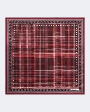 Acne Studios Checked Silk Satin Scarf - Red