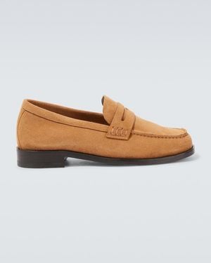 Manolo Blahnik Perry Suede Penny Loafers - Brown