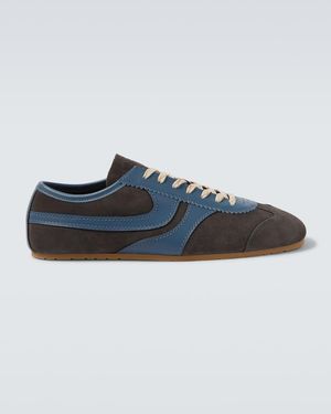 Dries Van Noten Leather-Trimmed Suede Trainers - Blue