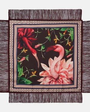La DoubleJ Fringed Printed Silk Twill Scarf - Multicolour