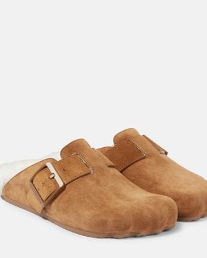 Balenciaga Adjustable Suede Sunday Slides - Brown
