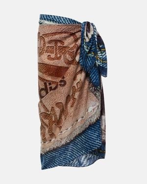 Acne Studios Pareo De Algodon Estampado - Azul