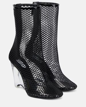 Alaïa La Cage Mesh And Pu Wedge Ankle Boots - Black