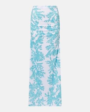 Alexandra Miro Gia Printed Jersey Maxi Skirt - Blue