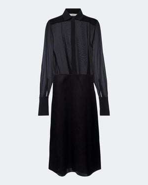 Fendi Robe Midi En Soie Et Satin - Noir