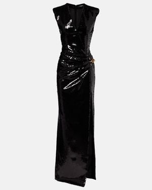 Balmain Chain-Detail Sequined Gown - Black