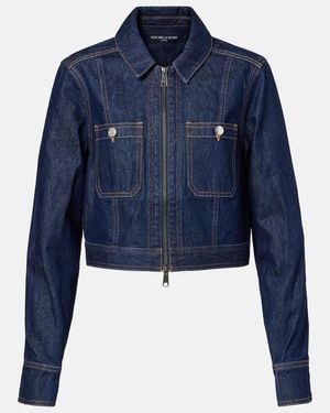 Veronica Beard Patty Cropped Denim Jacket - Blue
