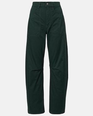 Veronica Beard Sloan Cotton Twill Barrel-Leg Trousers - Green