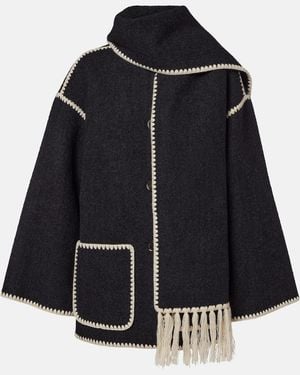 TOTEME Attached Scarf Wool Jacket - Black
